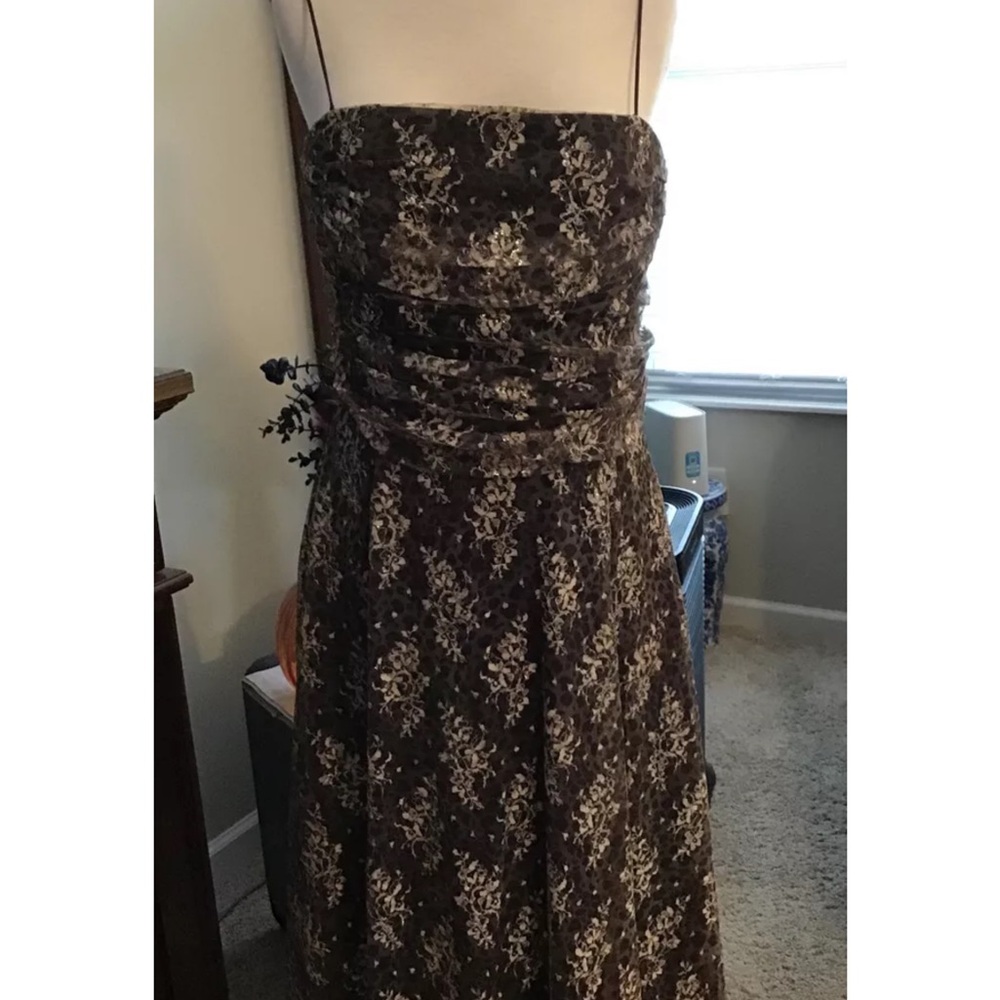 Jessica Howard Brown Tulle Embroidered Dress ~ Size 12